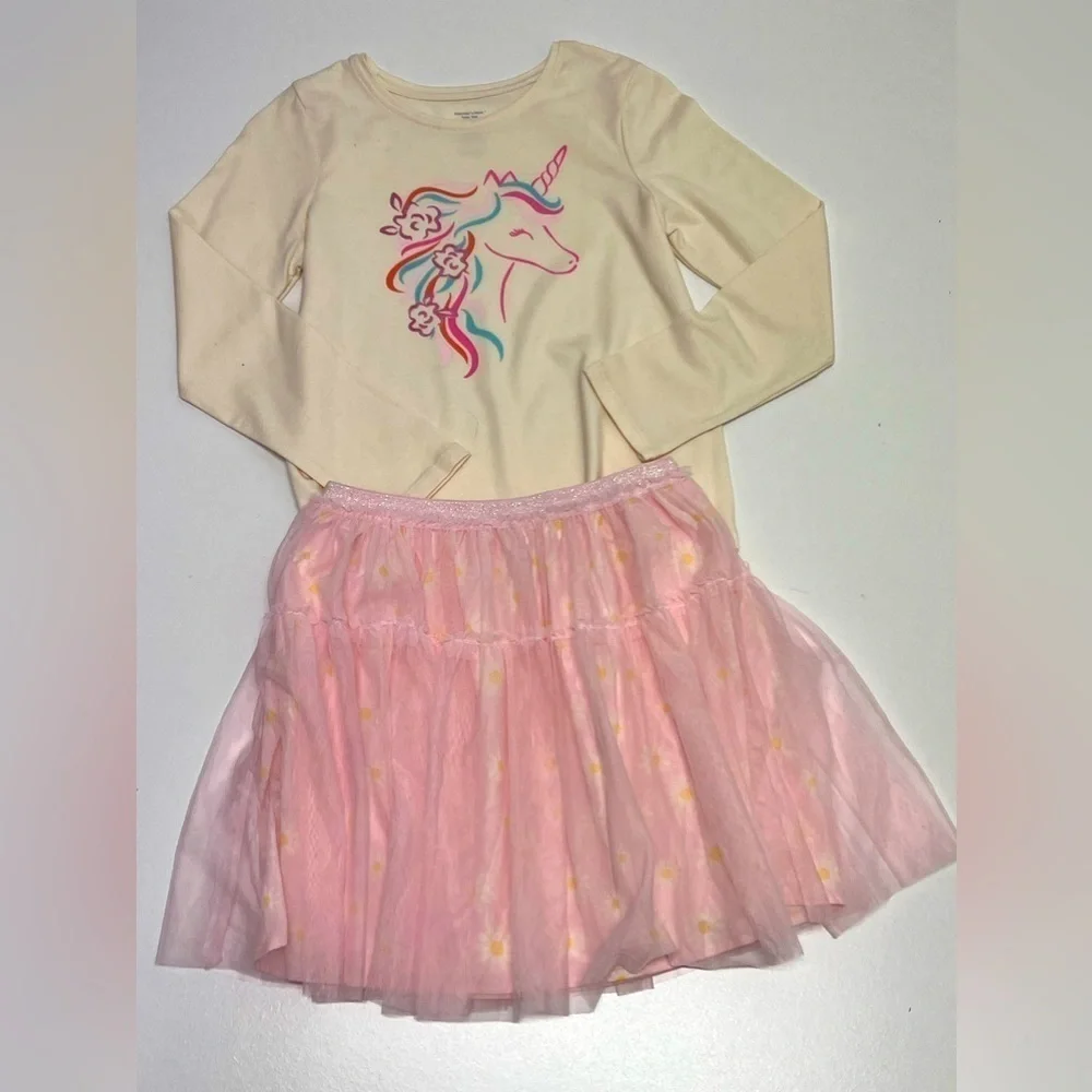 MEMBERS Mark Girls 2-piece Long Sleeve Graphic Unicorn Shirt & Tutu - 12